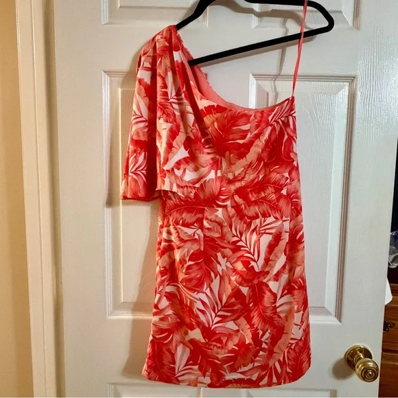 DO + BE One Shoulder Tropical Print Dress Mini | Resort Vacation | Size M - Picture 6 of 6
